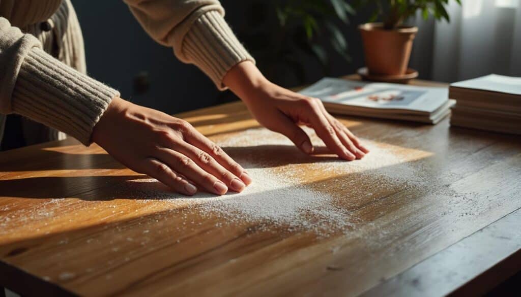 Protéger les meubles du salon de la poussière avec du cirage