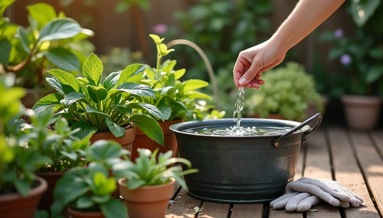 Comment bien entretenir vos plantes vertes sur la terrasse avec un arrosoir