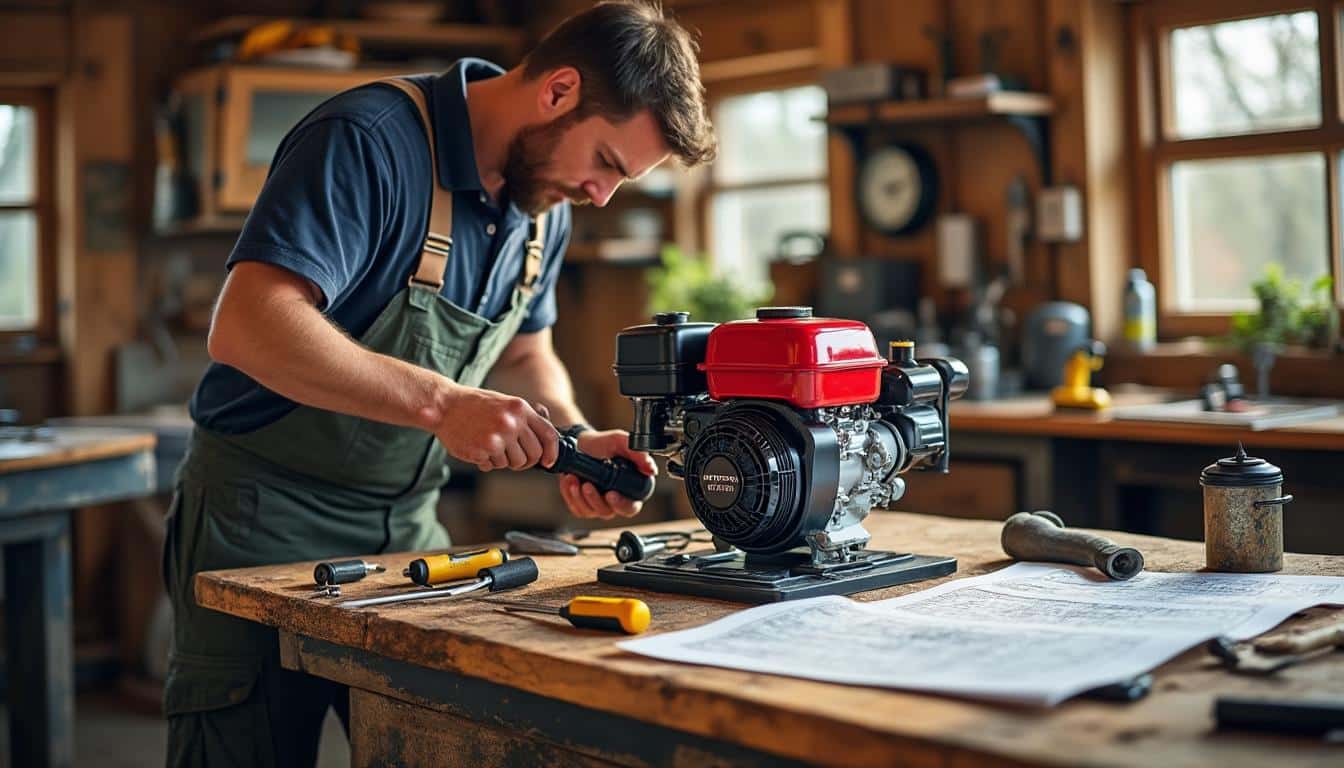 Illustration: Comment fonctionne et s’installe un moteur thermique Honda sur un banc de scie ?