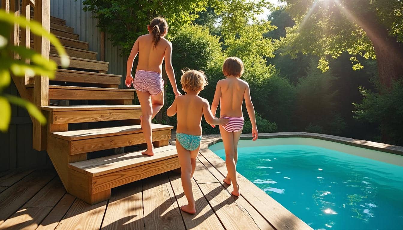 Illustration: Tout savoir sur les escaliers en bois adaptés aux piscines hors sol