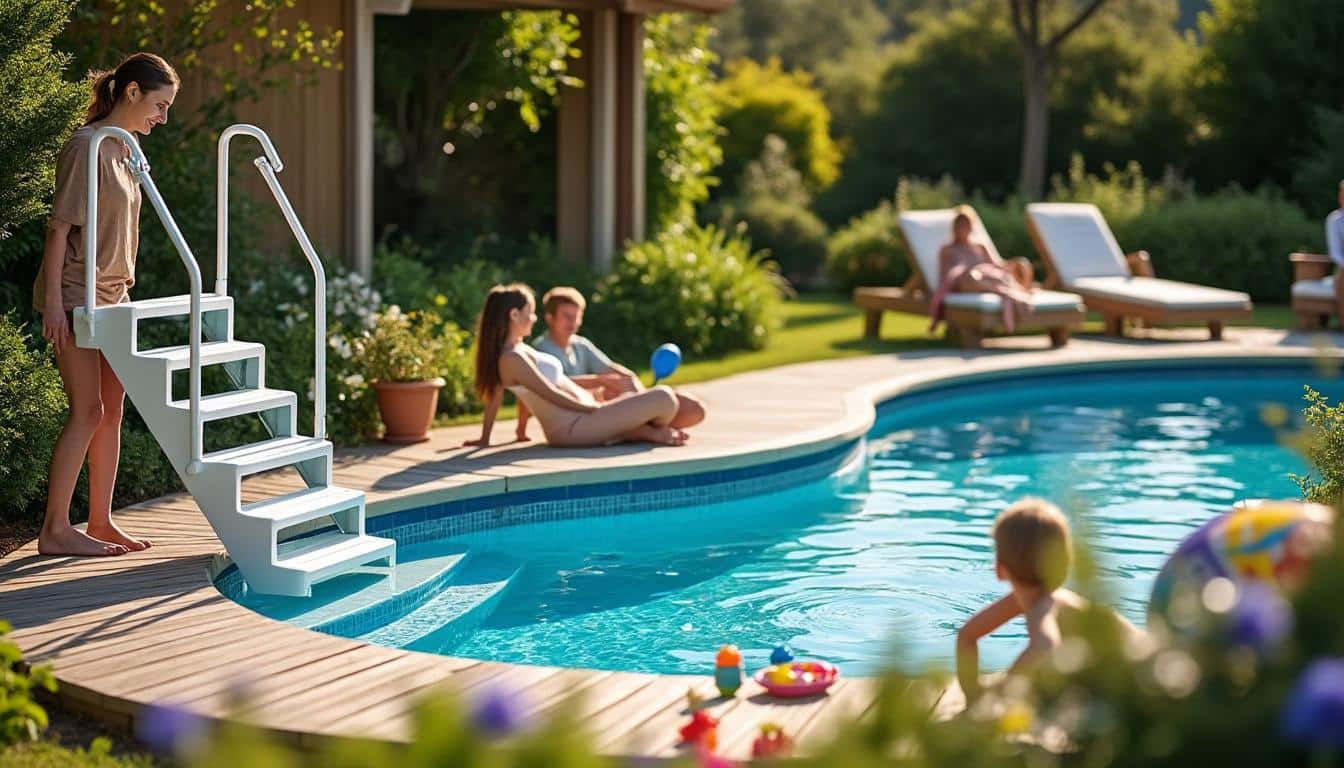 Illustration: Quels types et modèles d’escaliers pour accéder à une piscine hors sol ?