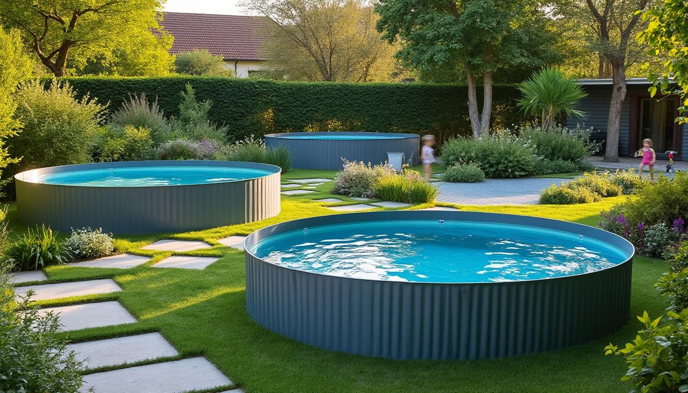Illustration: Découvrir les bassins hors sol en tôle : matériaux, formes et styles adaptés au jardin